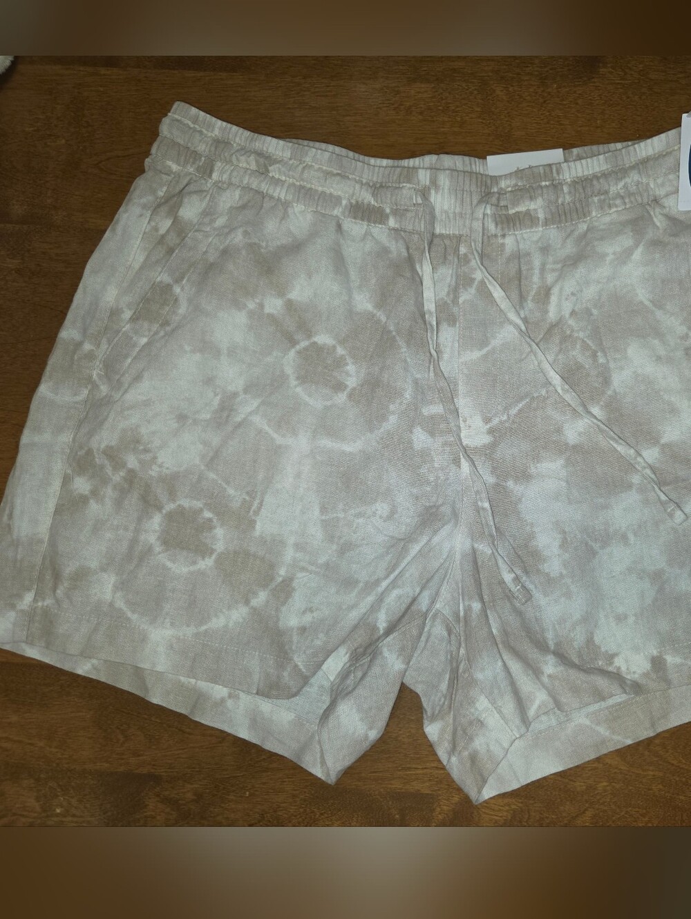 High Waisted Printed Linen Blend Shorts